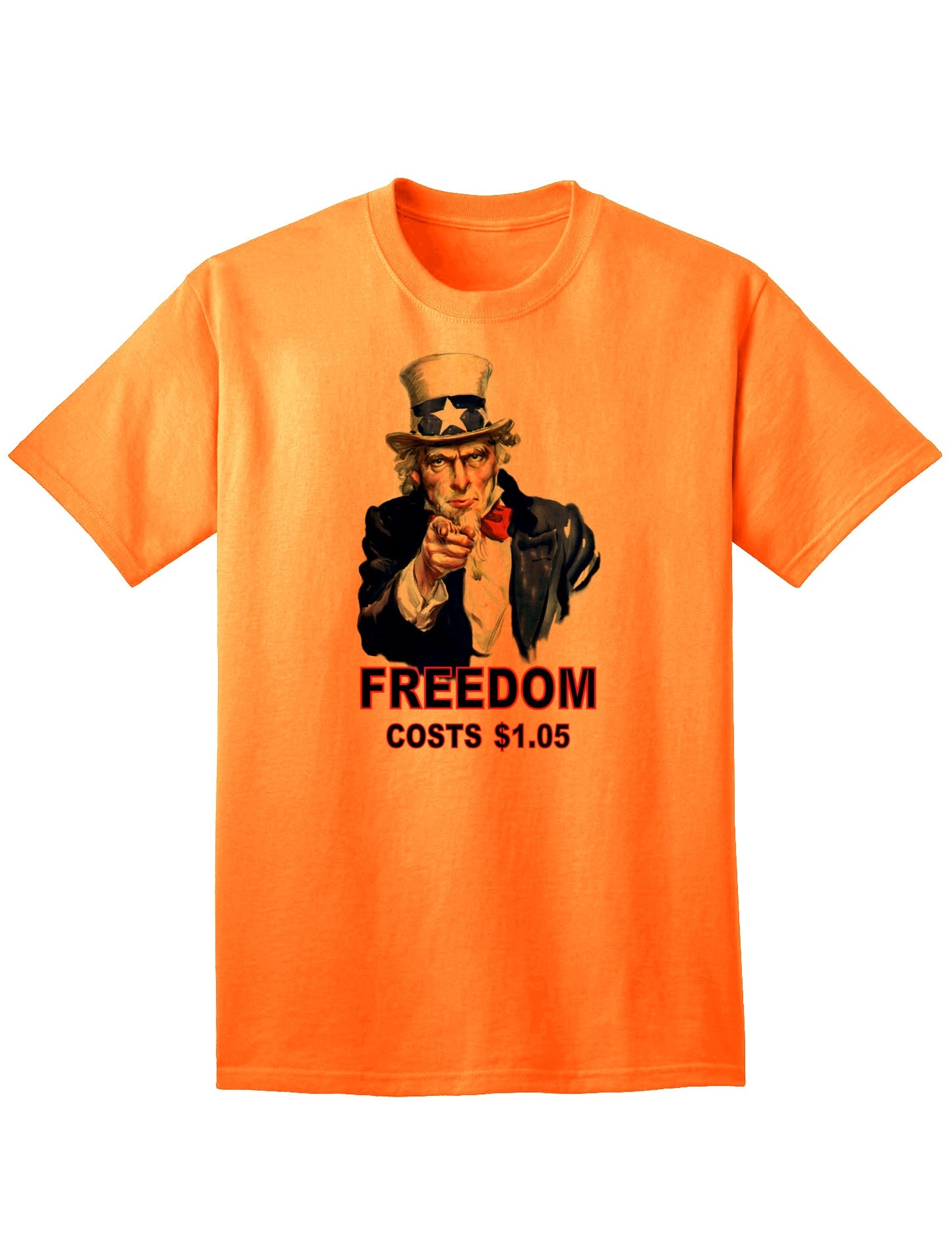 Patriotic Adult T-Shirt - Uncle Sam Freedom at an Affordable Price-Mens T-shirts-TooLoud-Neon-Orange-Small-Davson Sales
