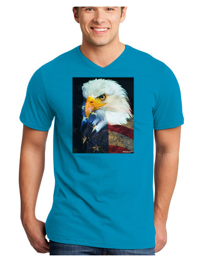 Patriotic Bald Eagle - American Flag Adult Dark V-Neck T-Shirt by TooLoud-Mens V-Neck T-Shirt-TooLoud-Turquoise-Small-Davson Sales