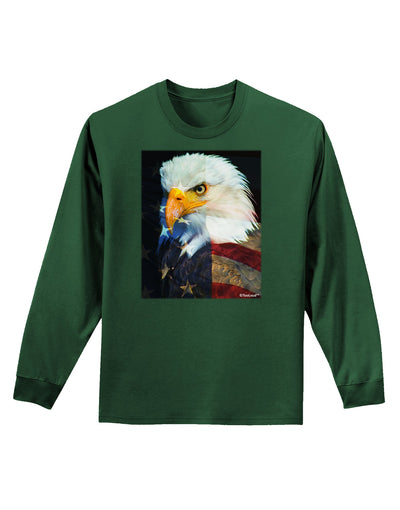 Patriotic Bald Eagle - American Flag Adult Long Sleeve Dark T-Shirt by TooLoud-TooLoud-Dark-Green-Small-Davson Sales