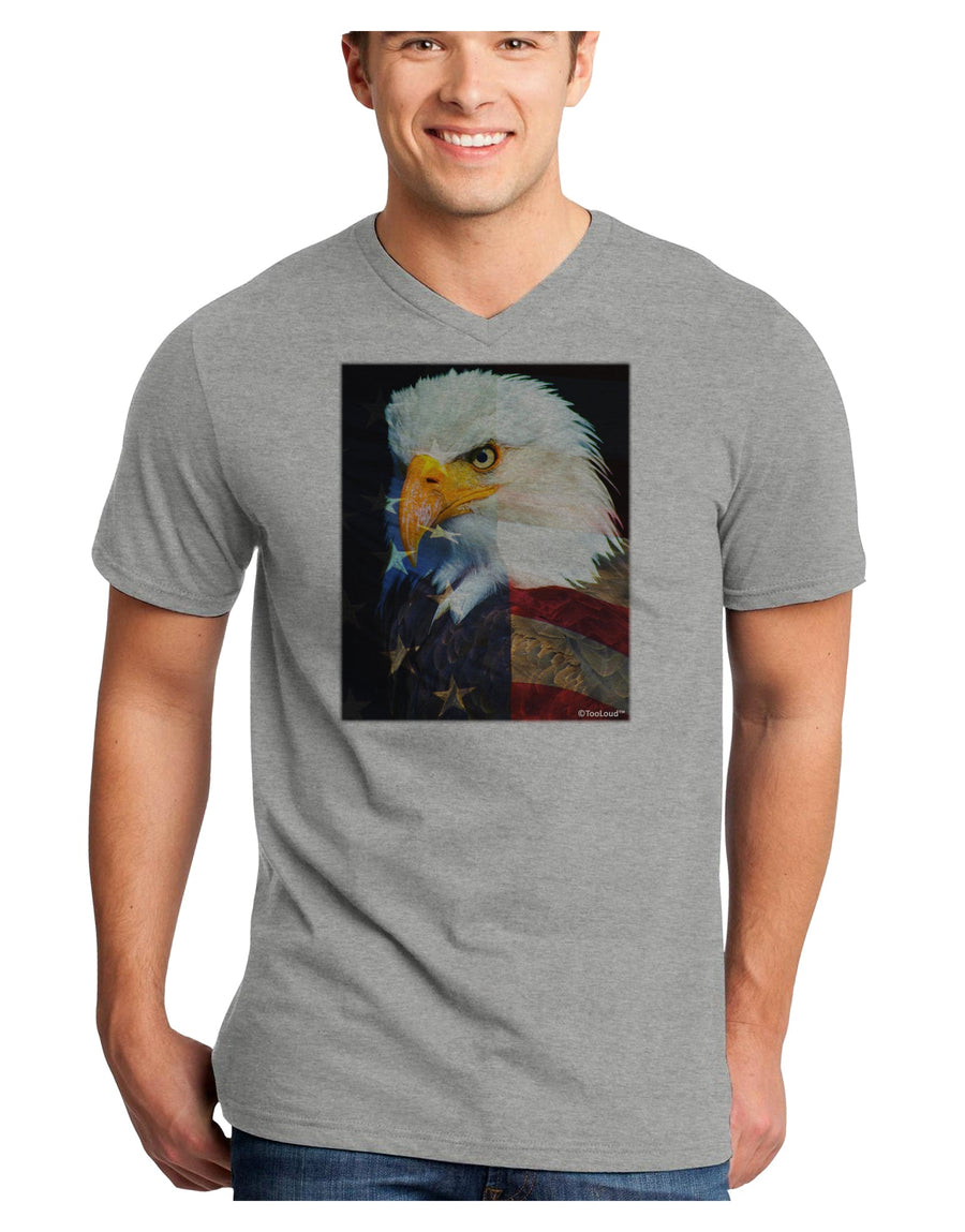 Patriotic Bald Eagle - American Flag Adult V-Neck T-shirt by TooLoud-Mens V-Neck T-Shirt-TooLoud-White-Small-Davson Sales