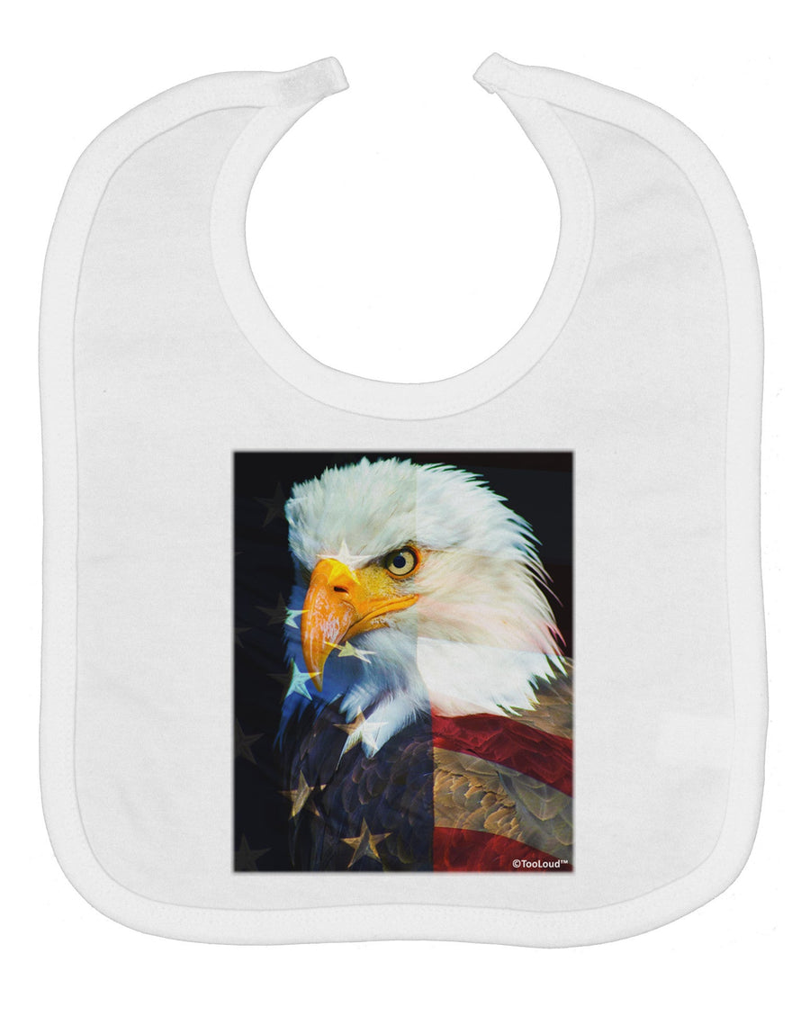 Patriotic Bald Eagle - American Flag Baby Bib by TooLoud