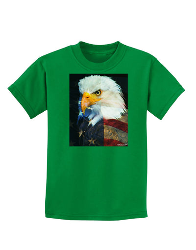 Patriotic Bald Eagle - American Flag Childrens Dark T-Shirt by TooLoud-Childrens T-Shirt-TooLoud-Kelly-Green-X-Small-Davson Sales