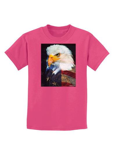 Patriotic Bald Eagle - American Flag Childrens Dark T-Shirt by TooLoud-Childrens T-Shirt-TooLoud-Sangria-X-Small-Davson Sales