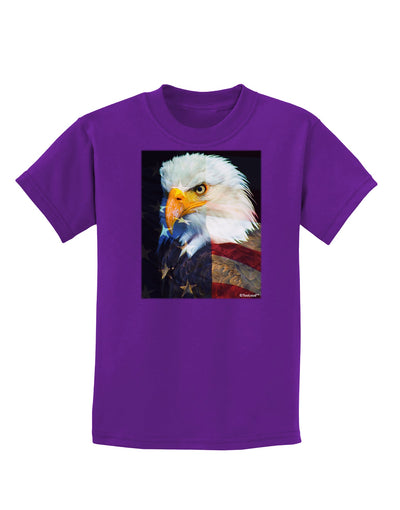 Patriotic Bald Eagle - American Flag Childrens Dark T-Shirt by TooLoud-Childrens T-Shirt-TooLoud-Purple-X-Small-Davson Sales