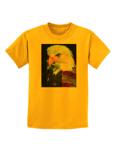 Patriotic Bald Eagle - American Flag Childrens T-Shirt by TooLoud-Childrens T-Shirt-TooLoud-Gold-X-Small-Davson Sales