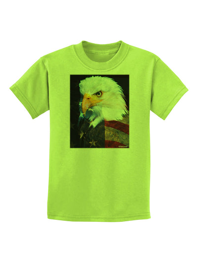 Patriotic Bald Eagle - American Flag Childrens T-Shirt by TooLoud-Childrens T-Shirt-TooLoud-Lime-Green-X-Small-Davson Sales