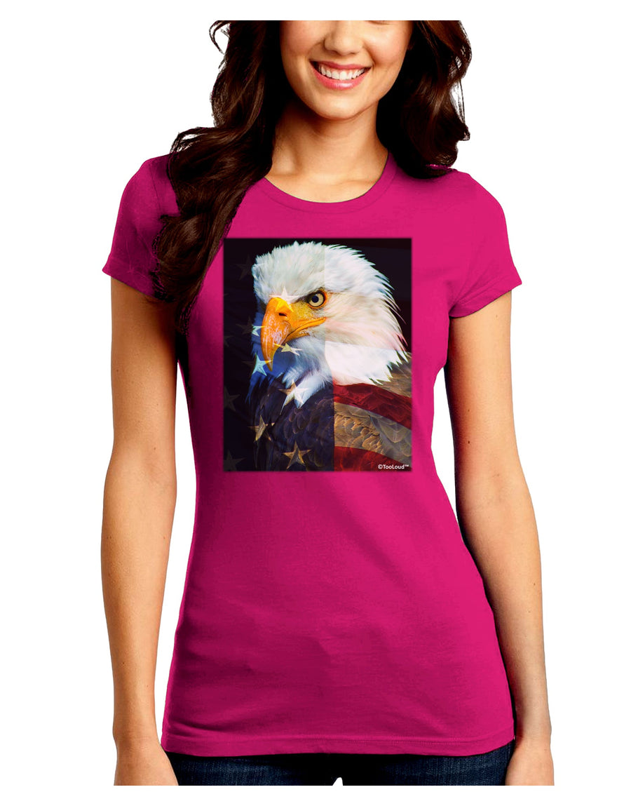 Patriotic Bald Eagle - American Flag Juniors Crew Dark T-Shirt by TooLoud-T-Shirts Juniors Tops-TooLoud-Black-Juniors Fitted Small-Davson Sales