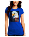 Patriotic Bald Eagle - American Flag Juniors Crew Dark T-Shirt by TooLoud-T-Shirts Juniors Tops-TooLoud-Royal-Blue-Juniors Fitted Small-Davson Sales