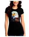 Patriotic Bald Eagle - American Flag Juniors Crew Dark T-Shirt by TooLoud-T-Shirts Juniors Tops-TooLoud-Black-Juniors Fitted Small-Davson Sales