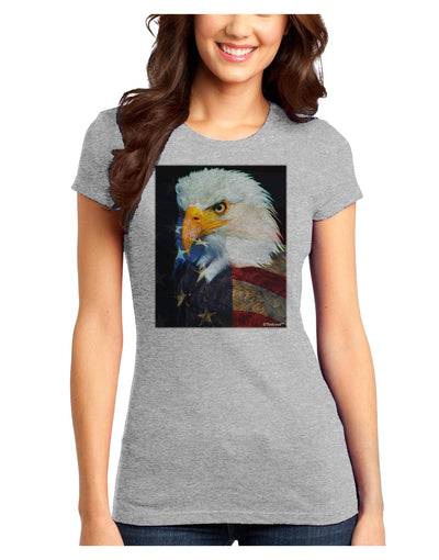 Patriotic Bald Eagle - American Flag Juniors T-Shirt by TooLoud-Womens Juniors T-Shirt-TooLoud-Ash-Gray-Juniors Fitted X-Small-Davson Sales