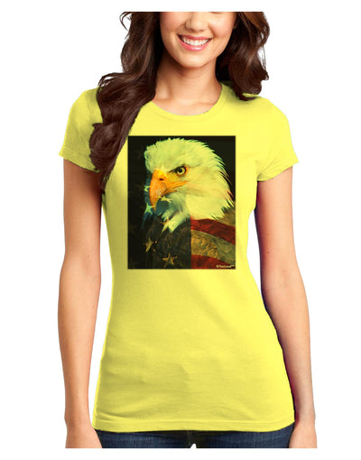 Patriotic Bald Eagle - American Flag Juniors T-Shirt by TooLoud-Womens Juniors T-Shirt-TooLoud-Yellow-Juniors Fitted X-Small-Davson Sales