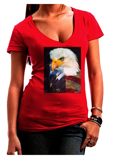 Patriotic Bald Eagle - American Flag Juniors V-Neck Dark T-Shirt by TooLoud-Womens V-Neck T-Shirts-TooLoud-Red-Juniors Fitted Small-Davson Sales