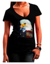 Patriotic Bald Eagle - American Flag Juniors V-Neck Dark T-Shirt by TooLoud-Womens V-Neck T-Shirts-TooLoud-Black-Juniors Fitted Small-Davson Sales