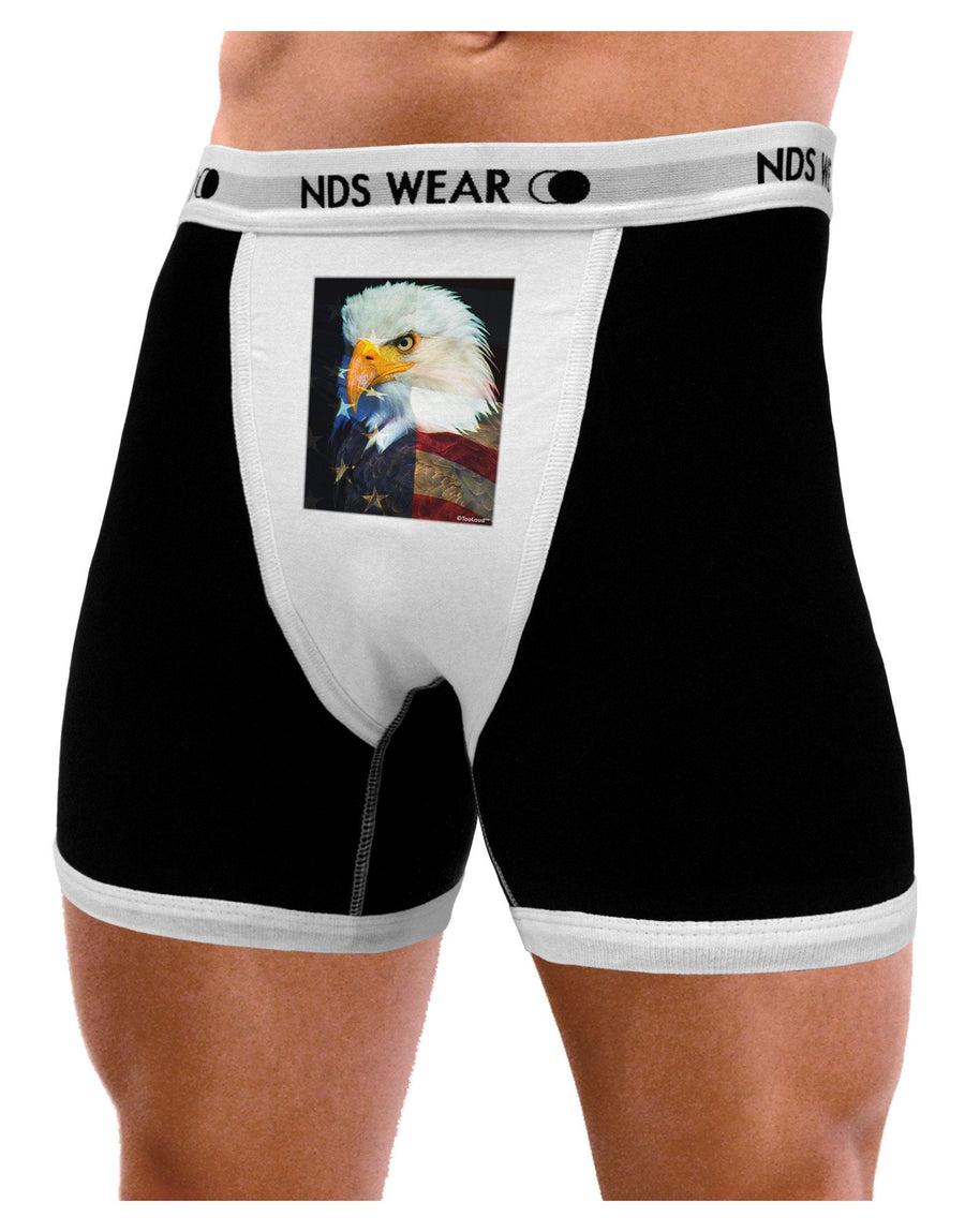 Patriotic Bald Eagle - American Flag Mens Boxer Brief Underwear by TooLoud-Boxer Briefs-NDS Wear-Black-with-White-Small-NDS WEAR