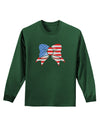 Patriotic Bow Adult Long Sleeve Dark T-Shirt-TooLoud-Dark-Green-Small-Davson Sales