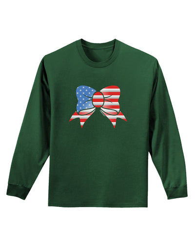 Patriotic Bow Adult Long Sleeve Dark T-Shirt-TooLoud-Dark-Green-Small-Davson Sales