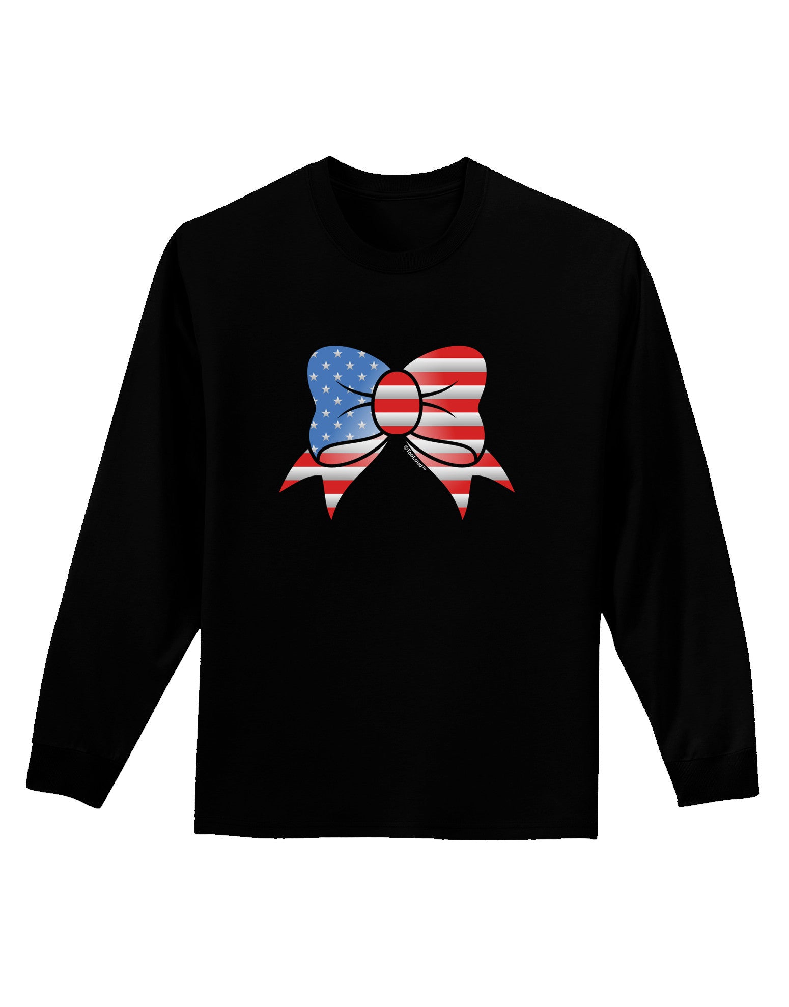 Patriotic Bow Adult Long Sleeve Dark T-Shirt-TooLoud-Black-Small-Davson Sales