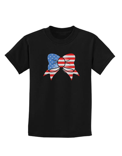 Patriotic Bow Childrens Dark T-Shirt-Childrens T-Shirt-TooLoud-Black-X-Small-Davson Sales