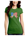 Patriotic Bow Juniors Petite Crew Dark T-Shirt-T-Shirts Juniors Tops-TooLoud-Kiwi-Green-Juniors Fitted Small-Davson Sales