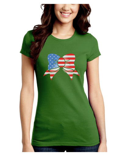 Patriotic Bow Juniors Petite Crew Dark T-Shirt-T-Shirts Juniors Tops-TooLoud-Kiwi-Green-Juniors Fitted Small-Davson Sales