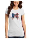 Patriotic Bow Juniors Petite T-Shirt-T-Shirts Juniors Tops-TooLoud-White-Juniors Fitted X-Small-Davson Sales