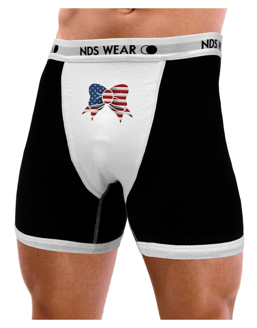 Patriotic Bow Mens Boxer Brief Underwear-Boxer Briefs-NDS Wear-Black-with-White-Small-NDS WEAR