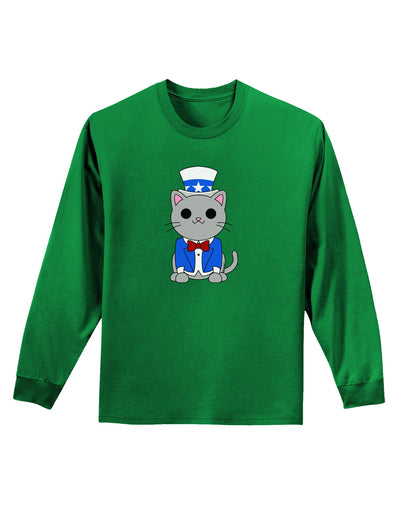 Patriotic Cat Adult Long Sleeve Dark T-Shirt by TooLoud-TooLoud-Kelly-Green-Small-Davson Sales