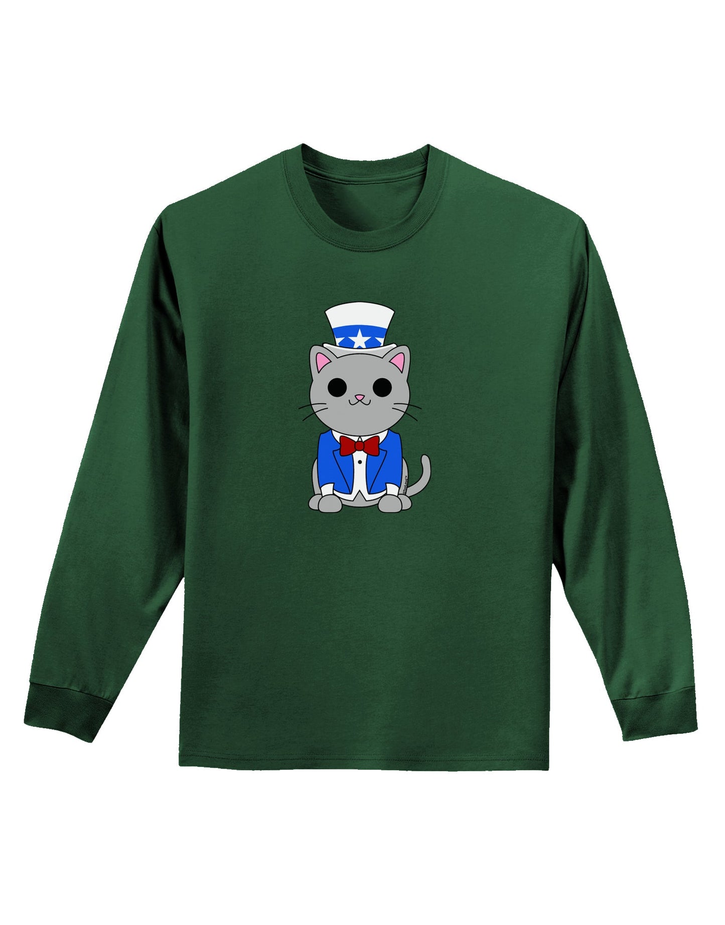 Patriotic Cat Adult Long Sleeve Dark T-Shirt by TooLoud-TooLoud-Dark-Green-Small-Davson Sales