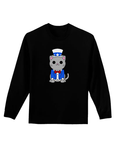 Patriotic Cat Adult Long Sleeve Dark T-Shirt by TooLoud-TooLoud-Black-Small-Davson Sales