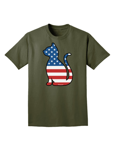 Patriotic Cat Design Adult Dark T-Shirt by TooLoud-Mens T-Shirt-TooLoud-Military-Green-Small-Davson Sales