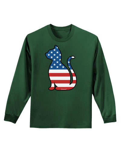 Patriotic Cat Design Adult Long Sleeve Dark T-Shirt by TooLoud-TooLoud-Dark-Green-Small-Davson Sales