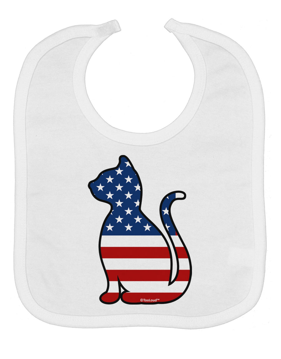 Patriotic Cat Design Baby Bib by TooLoud