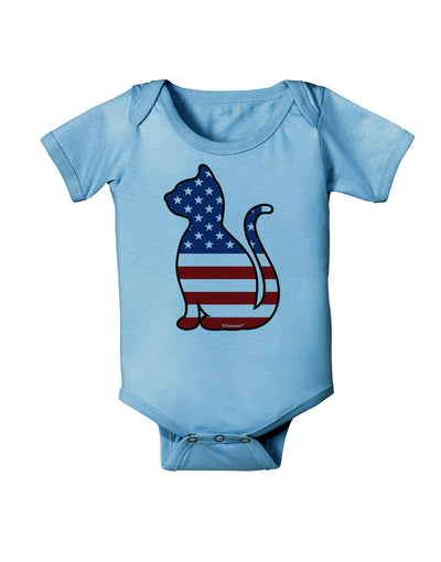 Patriotic Cat Design Baby Romper Bodysuit by TooLoud-Baby Romper-TooLoud-Light-Blue-06-Months-Davson Sales