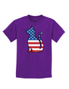 Patriotic Cat Design Childrens Dark T-Shirt by TooLoud-Childrens T-Shirt-TooLoud-Purple-X-Small-Davson Sales