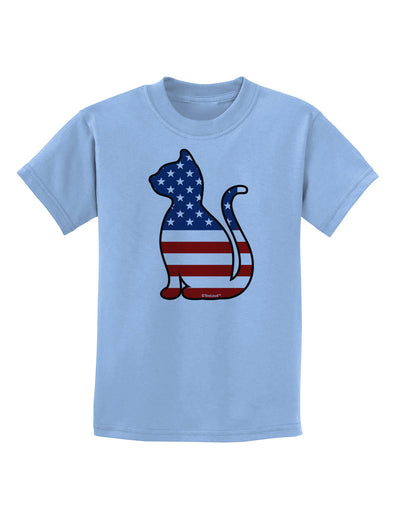 Patriotic Cat Design Childrens T-Shirt by TooLoud-Childrens T-Shirt-TooLoud-Light-Blue-X-Small-Davson Sales