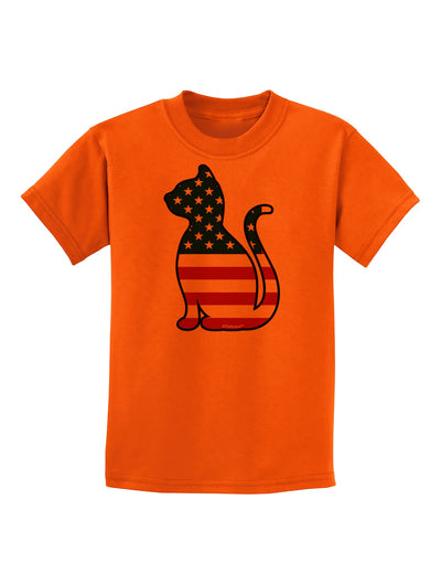 Patriotic Cat Design Childrens T-Shirt by TooLoud-Childrens T-Shirt-TooLoud-Orange-X-Small-Davson Sales