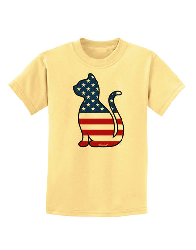 Patriotic Cat Design Childrens T-Shirt by TooLoud-Childrens T-Shirt-TooLoud-Daffodil-Yellow-X-Small-Davson Sales