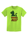 Patriotic Cat Design Childrens T-Shirt by TooLoud-Childrens T-Shirt-TooLoud-Lime-Green-X-Small-Davson Sales