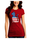 Patriotic Cat Design Juniors Crew Dark T-Shirt by TooLoud-T-Shirts Juniors Tops-TooLoud-Red-Juniors Fitted Small-Davson Sales