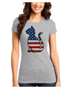 Patriotic Cat Design Juniors T-Shirt by TooLoud-Womens Juniors T-Shirt-TooLoud-Ash-Gray-Juniors Fitted X-Small-Davson Sales