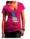 Patriotic Cat Design Juniors V-Neck Dark T-Shirt by TooLoud-Womens V-Neck T-Shirts-TooLoud-Hot-Pink-Juniors Fitted Small-Davson Sales