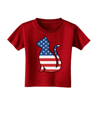 Patriotic Cat Design Toddler T-Shirt Dark by TooLoud-Toddler T-Shirt-TooLoud-Red-2T-Davson Sales