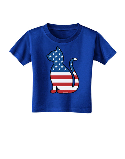 Patriotic Cat Design Toddler T-Shirt Dark by TooLoud-Toddler T-Shirt-TooLoud-Royal-Blue-2T-Davson Sales