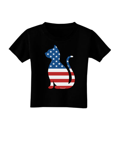 Patriotic Cat Design Toddler T-Shirt Dark by TooLoud-Toddler T-Shirt-TooLoud-Black-2T-Davson Sales