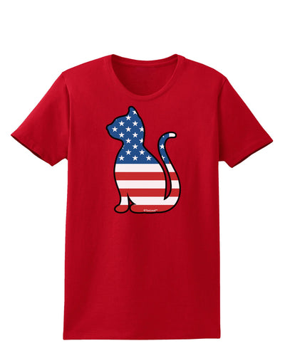 Patriotic Cat Design Womens Dark T-Shirt by TooLoud-Womens T-Shirt-TooLoud-Red-X-Small-Davson Sales