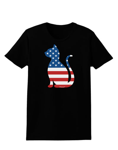 Patriotic Cat Design Womens Dark T-Shirt by TooLoud-Womens T-Shirt-TooLoud-Black-X-Small-Davson Sales