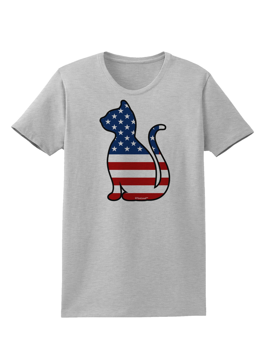 Patriotic Cat Design Womens T-Shirt by TooLoud-Womens T-Shirt-TooLoud-White-X-Small-Davson Sales