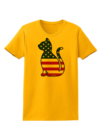 Patriotic Cat Design Womens T-Shirt by TooLoud-Womens T-Shirt-TooLoud-Gold-X-Small-Davson Sales