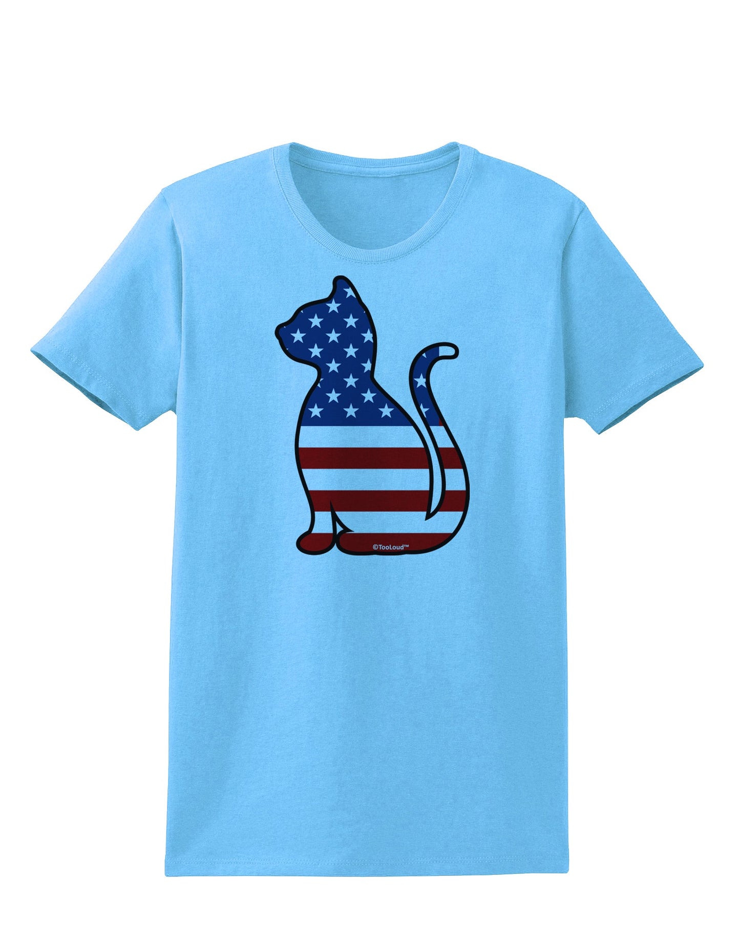 Patriotic Cat Design Womens T-Shirt by TooLoud-Womens T-Shirt-TooLoud-Aquatic-Blue-X-Small-Davson Sales