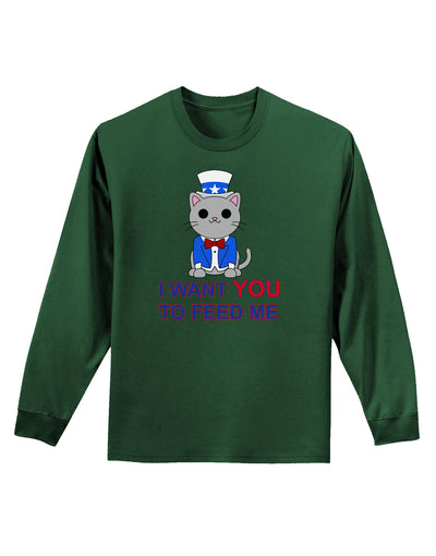 Patriotic Cat I Want You Adult Long Sleeve Dark T-Shirt by TooLoud-TooLoud-Dark-Green-Small-Davson Sales